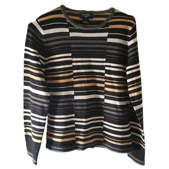 Dockers Women's Striped Long Sleeve Sweater - Picture 1 of 3